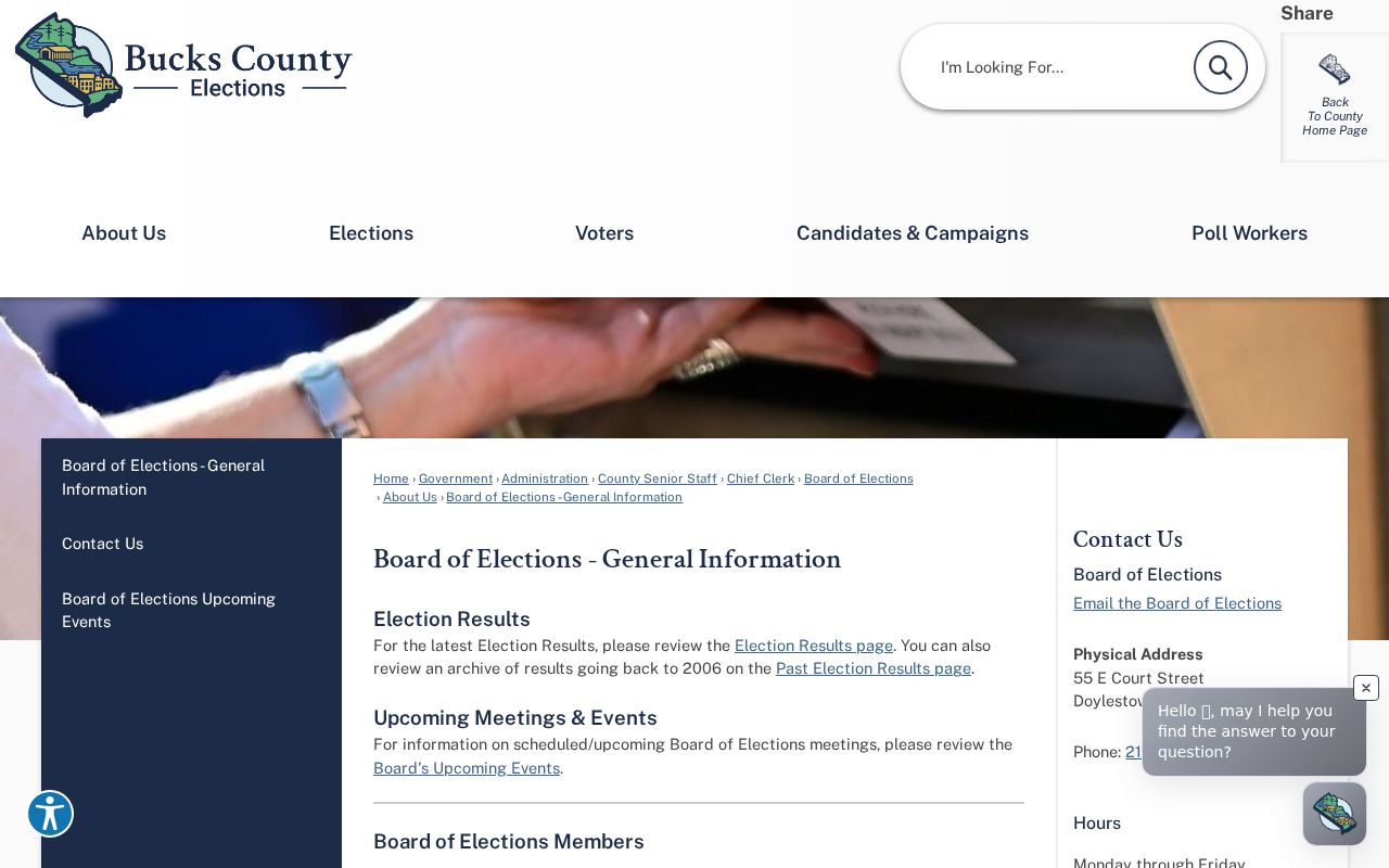 Bucks County residents directory Board of Elections office information