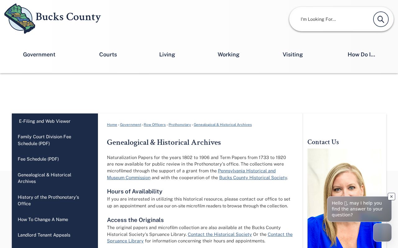 Bucks County previous residents research through Prothonotary historical archives