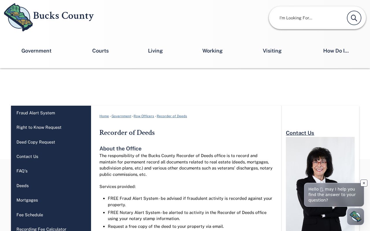 Bucks County street directory Recorder of Deeds office information